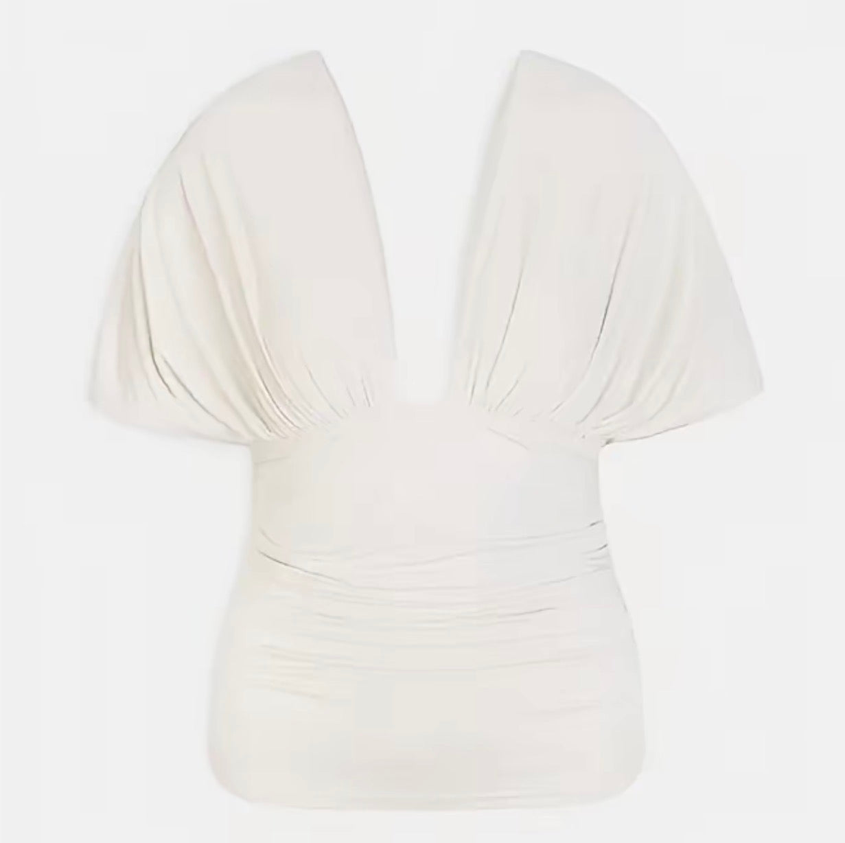 Plunge Batwing Top in Cupro Cream